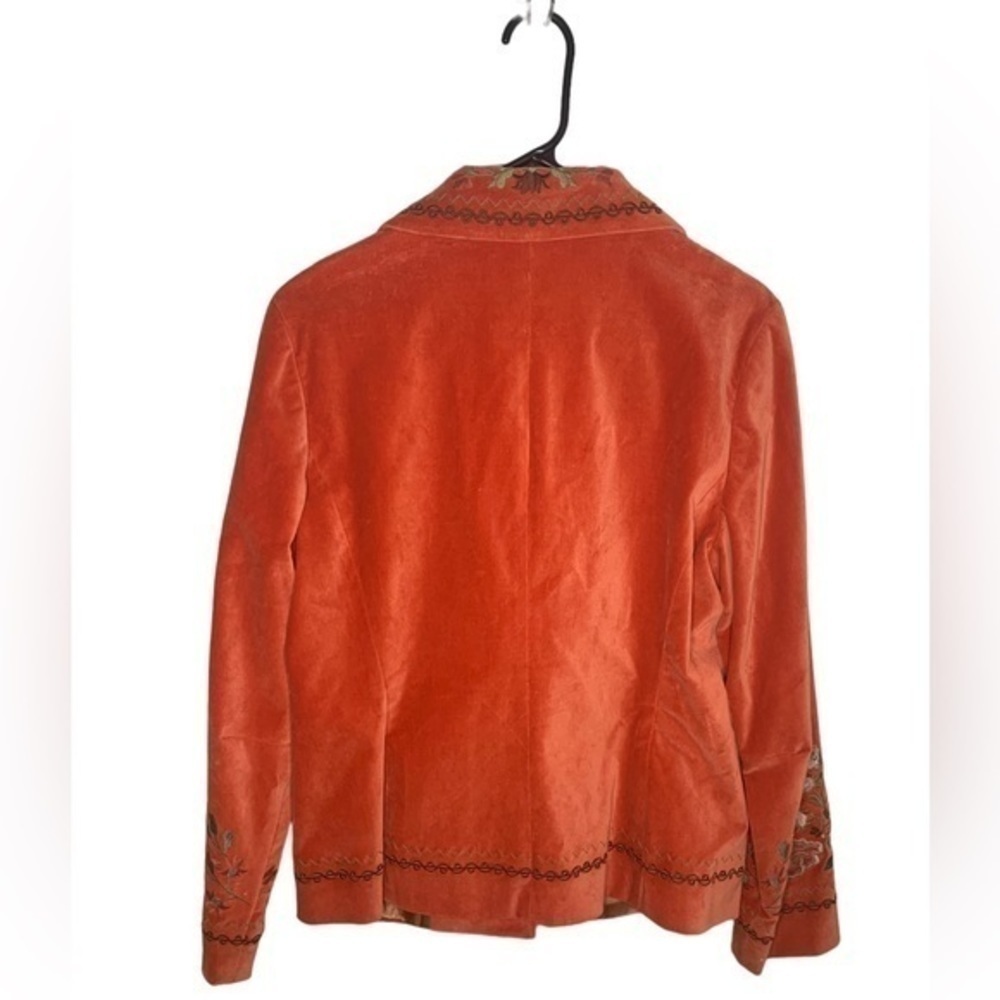 Radley Orange Floral Velvet Like Blazer Size 4 - Picture 2 of 5